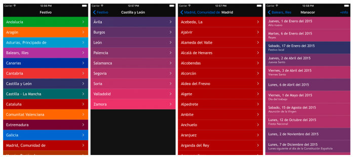 Captura pantalla app festivo
