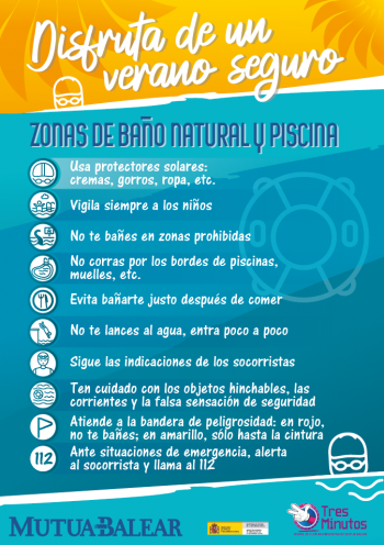 Póster: baño seguro en el mar y en piscinas