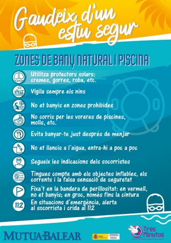 Pòster: bany segur al mar i a les piscines