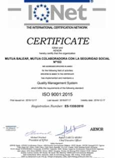 Certificado ISO9001 2